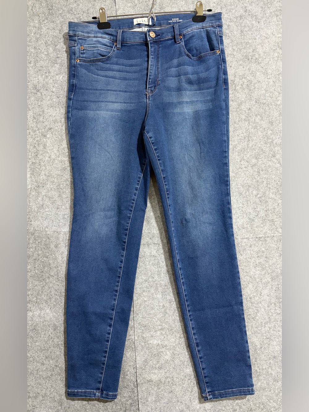 Nicole Miller Medium Blue SoHo High Rise Distressed Skinny Jeans